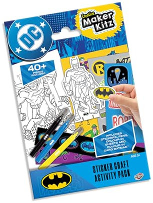 BLADEZ DC Batman Set Attività - Divertente Creativo con Adesivi & Colorazione - Adesivi per Bambini con Mini Card Figure & Penne - Perfetto per Sacchetti di Festa - 1 Confezione