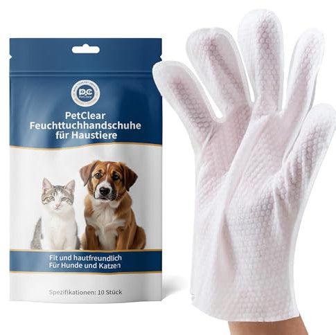 PCpetclear Fellpflegetücher Pflegetücher für Hunde & Katze Reinigung und Desodorierung Hypoallergener Dicker Tücher, Ohne Duft Einweg-Reinigungshandschuhe für Haustiere (10-Stück/Packung)