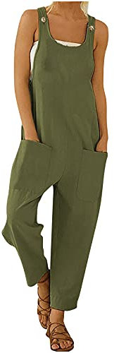 Salopette Baggy Donna Elegante Gamba Larga Comode Jumpsuit Estiva Casual Monopezzi Tuta Intera Senza Maniche Playsuit Allentata Pantaloni Baggy Regolabile Cinghie Oversize Leggera Salopette Premaman