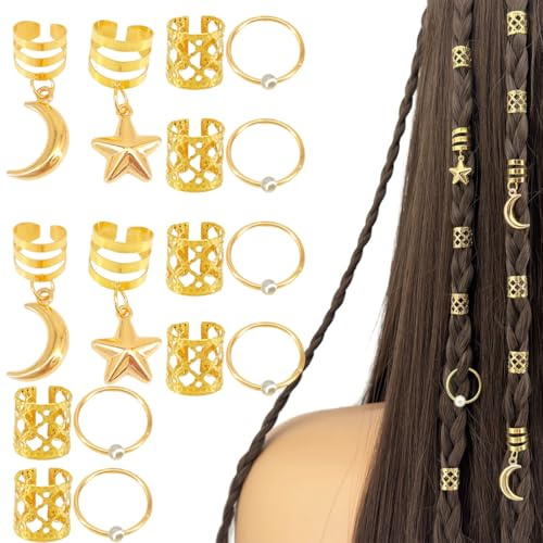 Bijoux Cheveux Tresse, Lot de 34 pinces à cheveux pour tresses, bijoux de cheveux, accessoires pour dreadlocks, accessoires pour dreadlocks, dreadlocks, pour hommes, femmes, filles et garçons