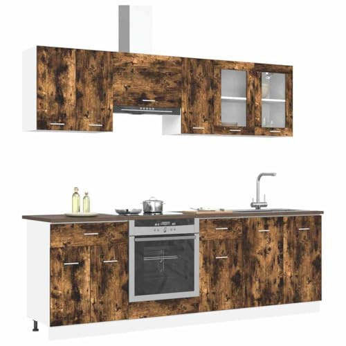 vidaXL Kücheneinheit Lyon 8 STK. Räuchereiche Holzwerkstoff | Viel Platz für all deine Sachen, Stylisch und schick, ideal für moderne Küchen,
