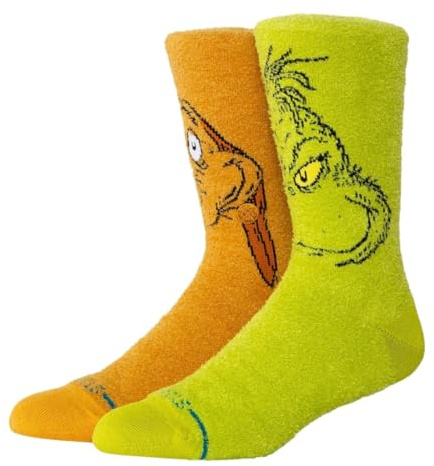 Stance The Grinch and Max Crew Socks Multi Cushioned Cozy Calf Socks One Pair Large