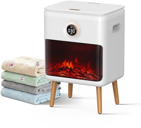 FEPPO Towel Warmer, Large Capacity Luxury Towel Warmers for Bathroom with HearthGlow Display, Rotary Timer Control & LED Countdown, Fits 2 Large Towels, Bathrobes, Blankets, Pajamas