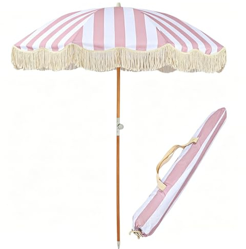 Sombrilla de Jardín con Flecos Estilo Boho, Sombrilla de Patio Exterior para Terraza, Playa, Césped, Piscina, Balcón