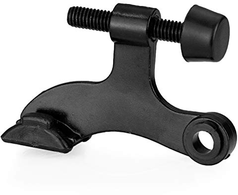 Ilyapa 12 Pack Door Stops Hinges Black - Heavy Duty Adjustable Stopper 2-1/2 x 1-3/4”, Hinge Pin Black Door Stopper with Black Rubber Bumper Tips, 2.5 inch Black Door Stop