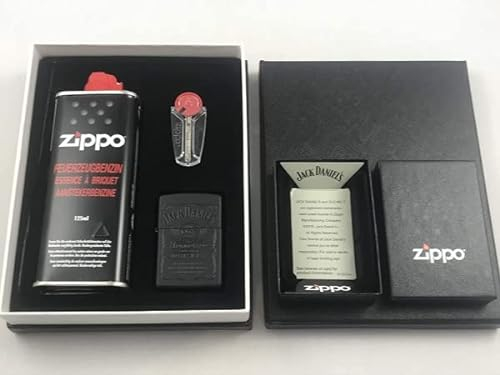 Zippo Jack Daniel's Black in Black Feuerzeug Premium Set - Sturmfeuerzeug Geschenk Idee - 60001369