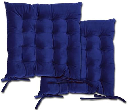 Emma Barclay Velvet Holland Luxury Seat Pad in Navy- 16x16 (40x40cm)