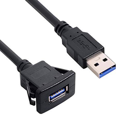 cablecc Cavo di prolunga impermeabile USB 3.0 da 1 m, per cruscotto auto, cavo AUX (singola USB 3.0)