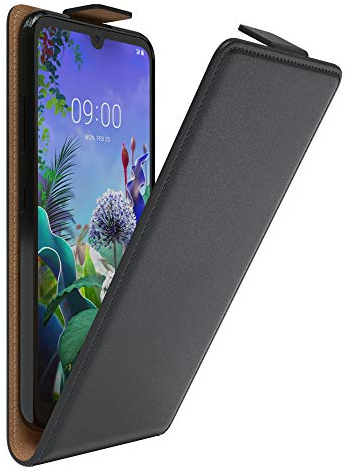 EAZY CASE Hülle kompatibel mit LG Q60 / KG50 Flip Cover zum Aufklappen, Handyhülle aufklappbar, Schutzhülle, Flipcover, Flipcase, Flipstyle Case vertikal klappbar, aus Kunstleder, Schwarz