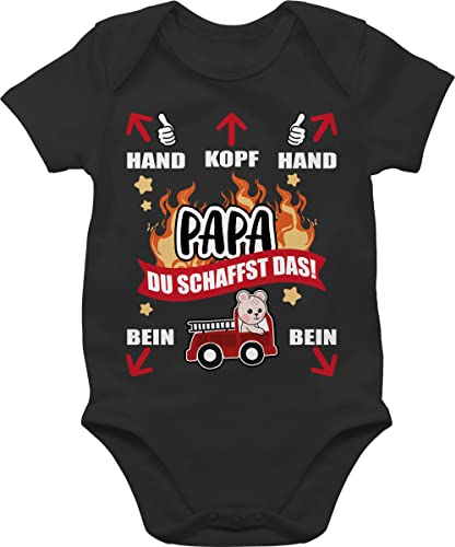 Shirtracer Baby Body Junge Mädchen - Geschenk zum Vatertag - Papa du schaffst das - Feuerwehr - weiß - 3/6 Monate - Schwarz - babygeschenke vatertagsbody papatagsgeschenk anleitung bodys daddy outfit