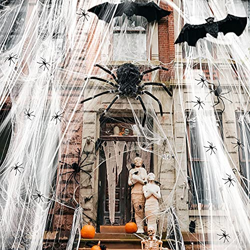 Spinnennetze zur Halloween-Dekoration, super dehnbar bis zu 69,7 m², künstliche Spinnweben mit 30 unechten Spinnen für drinnen und draußen