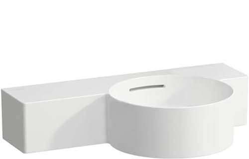 LAUFEN VAL Handwaschbecken, ohne Hahnloch, mit Überlauf, 550x315mm, Ablage links, H8152847571091, Farbe: weiß matt