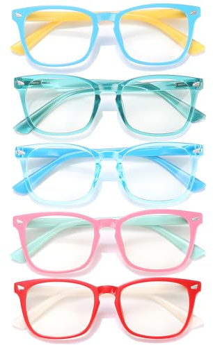CHEERS DEVICES Blue Light Glasses for Kids Boys Girls Teens - 5 Pack Computer Glasses with Unbreakable Frame and Anti-Glare - blue light glasses for teen girls, lentes de sol para niños (Age 6-9)