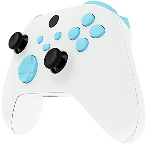 eXtremeRate Tasten Set für Xbox Series X/S Controller(Keine Buchstabenmarken), Ersatzteil Trigger Bumpers D-Pad ABXY Steuerkreuz Knöpfe Zubehör für Xbox Core Controller Model 1914-Himmelblau