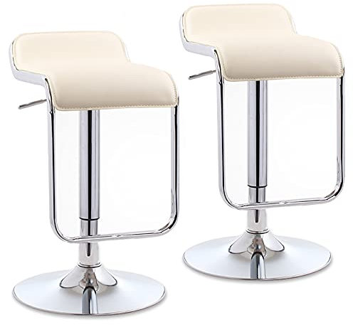 LSMK Drehhocker 2er Set Barhocker, Barhocker Mit Verstellbarer Thekenhöhe Drehstuhl Aus Metall Für Home Kitchen Island Dining Decor, Mit Fußstütze Und Großem Tellerfuß (Color : Beige Set of 2)