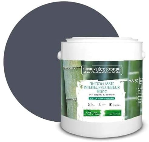 BOX DECO COULEURS Peinture naturelle écologique intérieur extérieur aspect mat Natura - 2.5L, Gris Anthracite