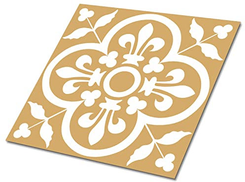 Decormat Selbstklebende Vinylfliesen Satz von 9 Fliesen - 30x30 cm Orange Fliesenaufkleber Bodenbeläge PVC Dekoartikel Aufkleber Wandfliesen für die Küche - Königliche orangefarbene Verzierung