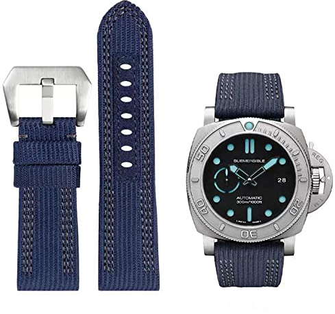 FOUUA Uhrenarmband PANERAI Nylon Leder Armband 24mm 26mm Leder Military Uhrenarmband Uhrenarmband Relacement Band für PANERAI LUMINOR 44 Men PAM00984 441