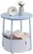 VASAGLE Side Table, Round End Table with Fabric Basket, Spacious, for Living Room Bedroom, Bedside Table, Modern Style, Powder Blue and Pastel Blue LET223Q62