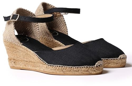 Toni Pons Women's Linen Espadrille - CALDES - Black, 10 UK - 44 EU