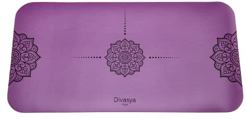DIVASYA Yoga-Knie-Pad: Yoga-Kissen, Knieschoner, Yoga-Knie-Polster (64x33cm), stark dämpfender Naturkautschuk & rutschfeste professional grip Oberfläche. Auch für Ellbogen/Handgelenke (Lila)