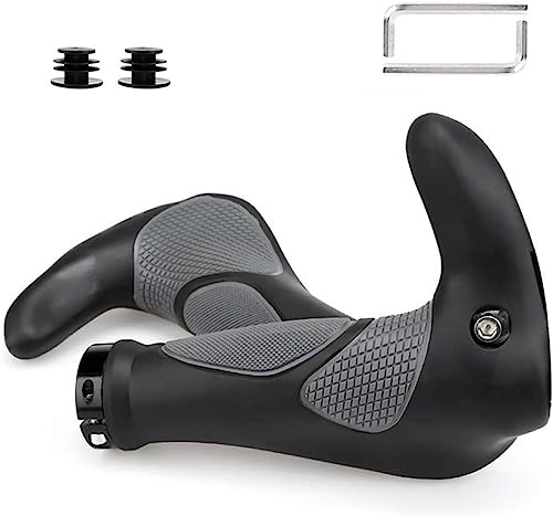 Ezweiji Ergonomische Fahrradgriffe Mit Bar Ends, Rutschfestem Gummi, Komfortable Lenkergriffe für E-Bike, Trekkingrad, Mountainbike
