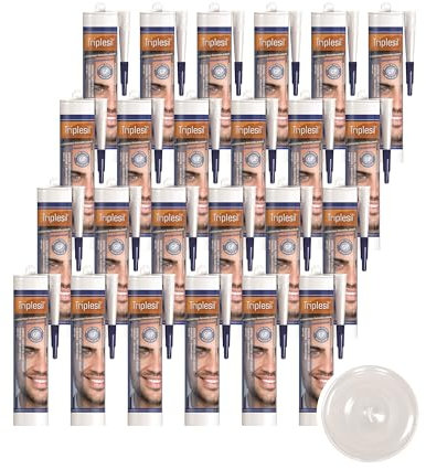 Mastic Silicone-Haute Température 24x310 ml-Étanchéité Sanitaire et Extérieure-Idéal pour Intérieur et Extérieur- joint salle de bain-Sanitary Silicone sealant for indoor &outdoor use-(transparent)