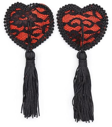 Adefeect SM Herz Nippel Pasties Brust Aufkleber Nippel Sticker mit Quaste Fesseln Erwachsene Sexspielzeug für Paare Flirt