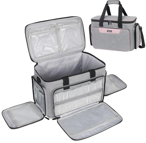 LEFOR·Z Nähmaschinentasche,Nähmaschine Tasche mit Taschen für Nähmaschinen und Nähzubehör,Nähtasche passend für die meisten Singer,Brother,Janome in Standardgröße,Nähbox groß,Grau