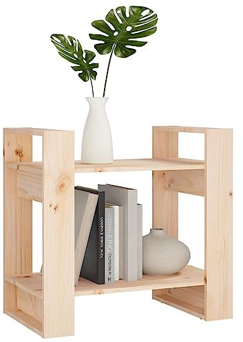 Natulvd Holzregal, schmales Bücherregal, 60 cm offenes Bücherregal, freistehendes Aufbewahrungsregal, multifunktionaler Präsentationsständer für Zuhause und Büro - Braun - 2 Etagen