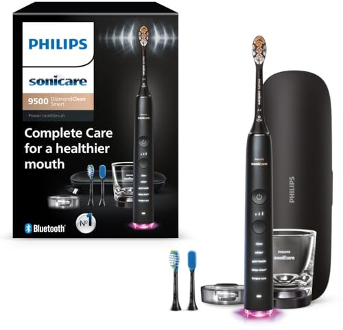 Philips Sonicare DiamondClean 9500 Electric Toothbrush 3 Brush Heads, Black