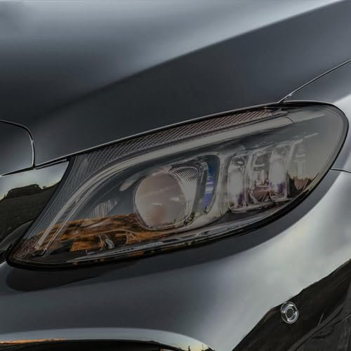 JCAKES Auto-Scheinwerfer-Tönung, schwarz, Schutzfolie, transparent, TPU-Aufkleber, für Mercedes Benz C-Klasse W204 W205 2011-On C63 AMG
