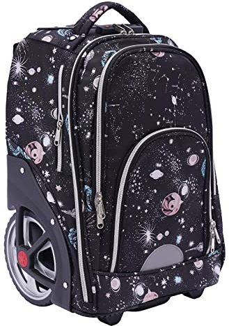 wanwanper Trolley Rucksack, Reise Rucksack mit Rädern, Rolling Laptop-Tasche, Kofferrucksack Kabinentasche mit Rädern, Business Tasche für Reisen/Männer/Frauen, 33 * 25 * 49cm (Grau)