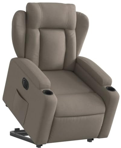 vidaXL Relaxsessel, Sessel mit Aufstehhilfe Elektrisch, Fernsehsessel mit Liegefunktion, Liegesessel Aufstehsessel für Wohnzimmer, Taupe Stoff