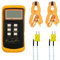 MSCHENZW Digital K Type Thermocouple Thermometer(-50-1300°C) Dual Channel 2 Thermometer Pipe Clamp and 2 Sensor Probes