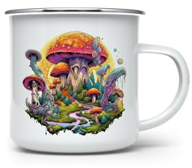 MAXIKIWI - Langlebige Emaille-Kaffee- oder Tee-Campingbecher für drinnen und draußen, Cannabis, 350 ml
