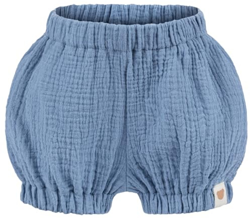 Smarilla Baby Kinder Musselin Shorts Kurze Hose Uni Pumphose Sommerhose, Bekleidungsgröße: 74/80, Farbe: Blau