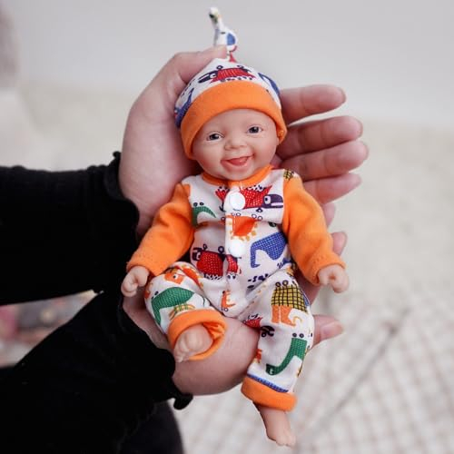 MYREBABY Bambole da 7 pollici in silicone per neonati, Reborn in silicone per tutto il corpo realistico neonato bambola in miniatura