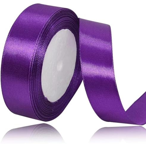 Geschenkband Lila 25 mm Breit,23 Meter Satinbänder Lila Stoff Schleifenband Kunsthandwerk, Kränze, Hochzeitsdekoration, Weihnachten, Haarbögen, Blumensträuße, Geburtstag und Geschenkverpackung