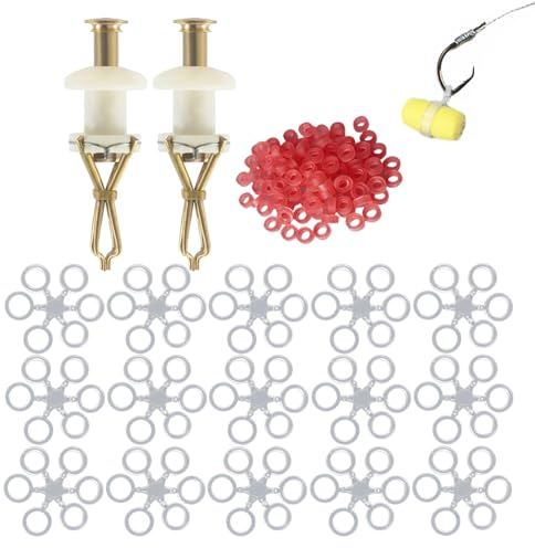 Zasvec Pellet-Köder-Bands 2 Stück Köder Clip Micro Köder Ringe Elastische mit 300 Ringen Pelletband Köderbanderole Bänder für Karpfenangeln Pellet Köderbänder für Fixierung von Köder