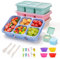 V·Colokishi 4 Stück Bento Snackbox mit Fächern, 5 Fächer Lunchable Snack-Behälter, Bento Lunchbox Brotdose mit Fächern für Kinder und Erwachsene, Meal Prep Lunchbehälter für Schule, Arbeit und Reisen