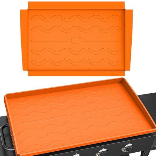 2024 Pro Mat Grillzubehör, kompatibel mit Blackstone Silikon-Grillabdeckung, 71,1 cm, verbesserte vollkantige Silikonmatte für Blackstone Grill 28, robuste Schutzhülle (Orange, 71,1 cm)