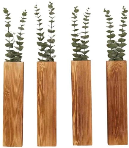 Tsffae Wandpflanzgefäß Aus Holz, 4 Stück, Hängende Pflanzgefäße Aus Holz Für Trockenblumen Und Künstliches Grün, Zimmerpflanzenhalter, Wandvase Für Zuhause, Wohnzimmer, Dekoration