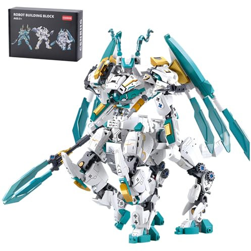 CSNRHG Weißes Pferd Drache Samurai Mech Roboter Modell Ritter 2 in 1 Bausteine Spielzeug Set Mythischer Geburtstag für Alter 8+ Kinder Erwachsene Teens 731 Teile