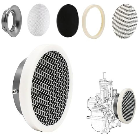 Filtro dell'aria Velocity Stack per carburatore da 50 mm, aspirazione modificata, con filtro in spugna, rete in acciaio, riutilizzabile, lavabile, per PWK21-30 mm PE, presa corta e veloce, suggerisce
