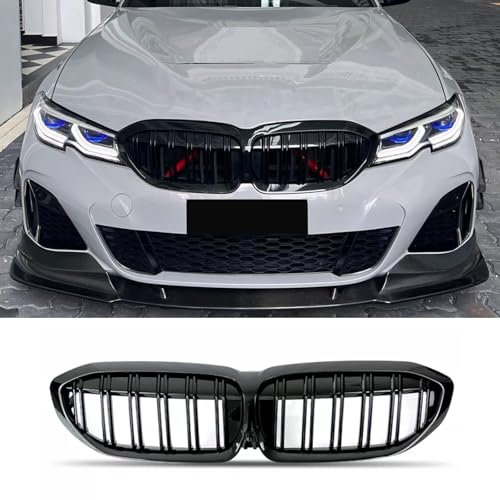 Hengjiayao G20 Kühlergrill für BMW 3er G20 G21 Schwarze Nieren G20 G21 vor-Lci Sport Grill G21 Vorne Nieren Doppelsteg Grill 2019-2022 Glanz Schwarze (For 3er G20 G21 2019-2022 PRE)
