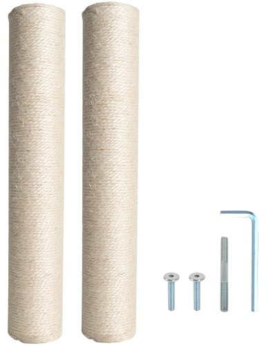 Dimaka Ersatzstange für Katzenkratzbaum, Karton und Sisal (Beige, 2 Stämme, 40 cm)