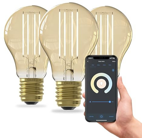 CALEX Smart Filament Glühbirne E27, WLAN LED Beleuchtung mit Alexa Sprachsteuerung und Google Home, 7W Vintage A60 Leuchtmittel mit Warmweißes Licht (3)