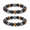 Oykrueats 2 Stück Tigerauge und Obsidian Armband 10MM - Dreifacher Schutz Mit Tigerauge, Obsidian, Turmalin Steine - Naturstein Schwarzer Turmalin für Freunde, Damen, Ehemann, Vater
