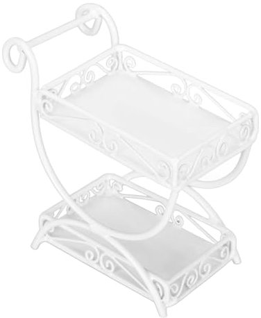 1:12 Miniature Garden Cart Metal Dollhouse Flower Cart Ornaments Accessories (White)
